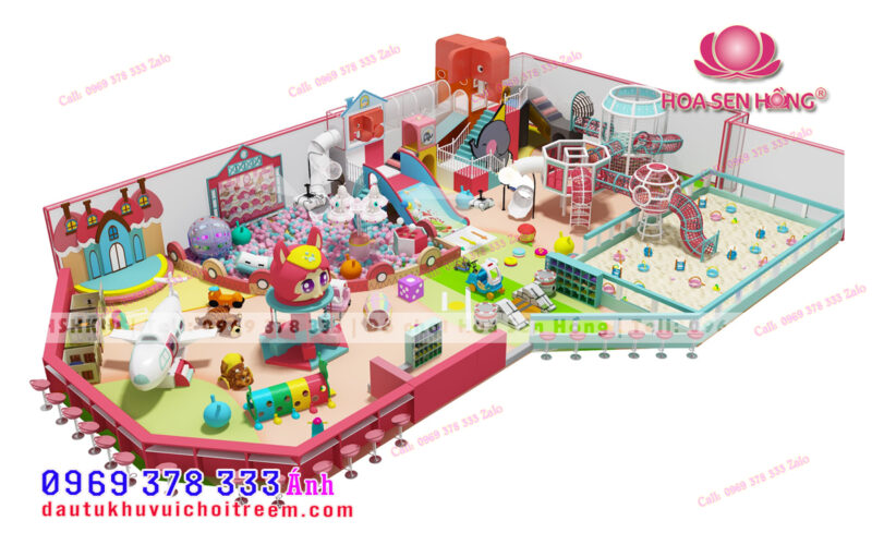 Thiết kế khu vui chơi tông pastel Diện tích 120. vuông